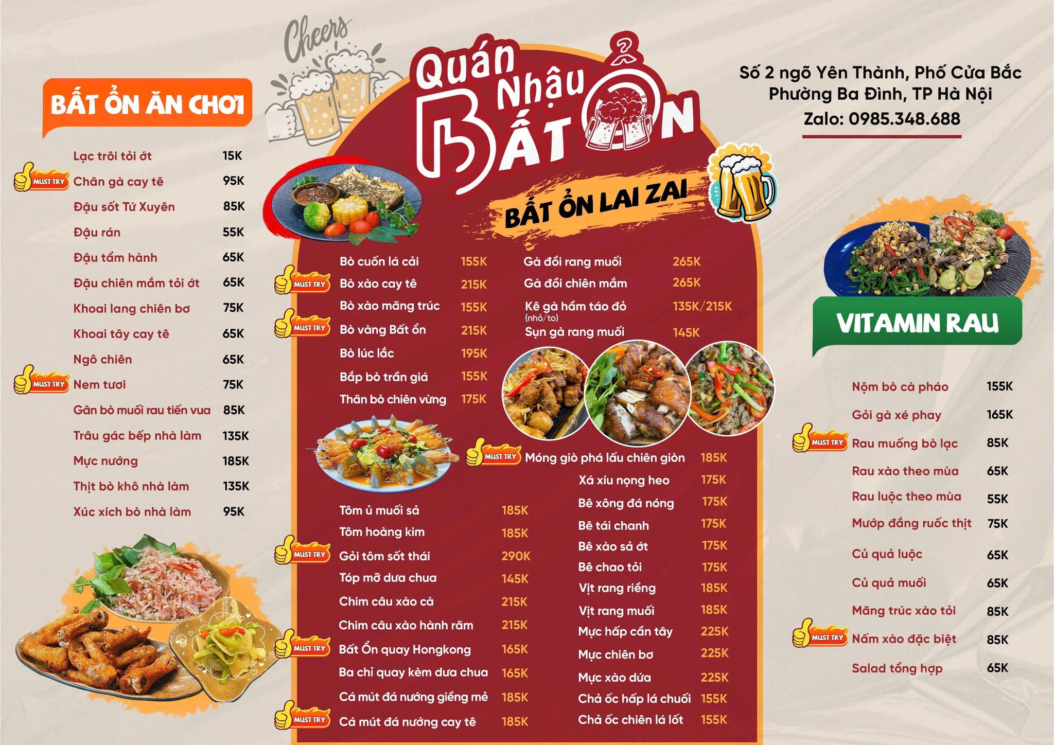 Menu Quán Nhậu Bất Ổn